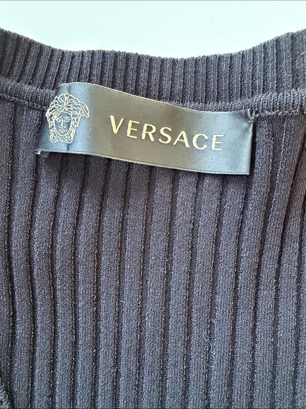 Versace Color Block Ribbed Knit V-Neck S/M - Picture 8 of 10